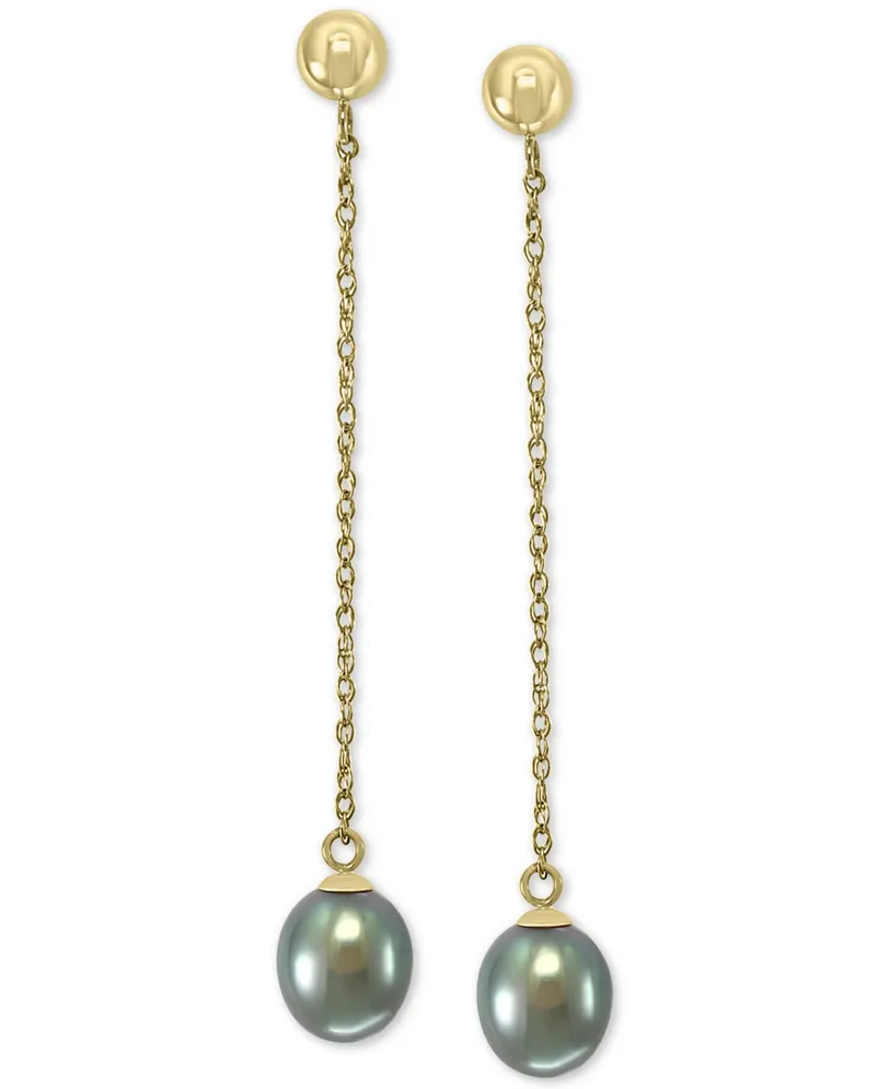 Effy Gray Cultured Freshwater Pearl (7mm) Drop Earrings in 14k Gold (Also in Peach Cultured Freshwater Pearl)