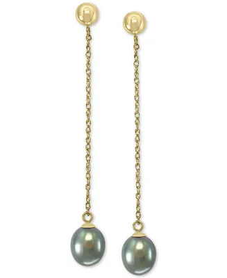 Effy Gray Cultured Freshwater Pearl (7mm) Drop Earrings in 14k Gold (Also in Peach Cultured Freshwater Pearl)