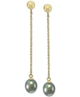 Effy Gray Cultured Freshwater Pearl (7mm) Drop Earrings in 14k Gold (Also in Peach Cultured Freshwater Pearl)