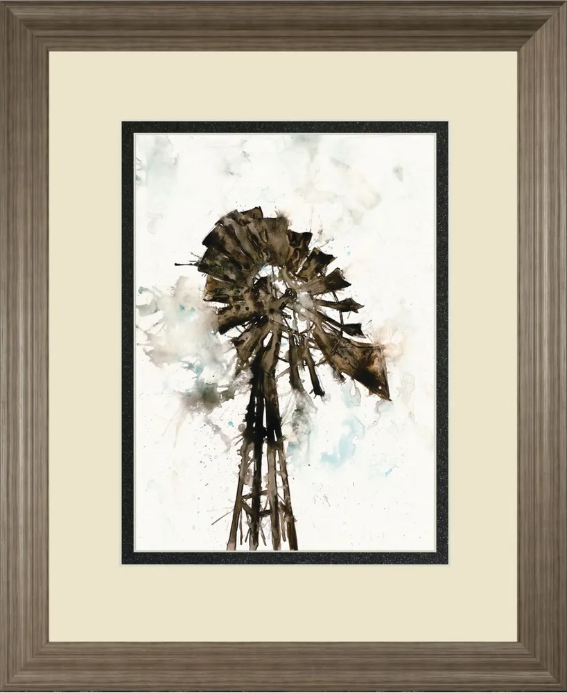 Classy Art Watercolor Windmill by White Ladder Framed Print Wall Art, 34" x 40"