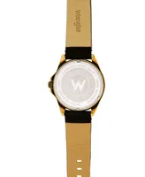 Wrangler Men's Watch, 48MM Antique Brass Case, Black Dial with Bronze Arabic Numerals, Brown Strap, Analog Watch, Red Second Hand, Date Function