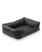 Happycare Textiles Luxury All Sides Faux Leather Rectangle Pet Bed Collection