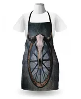 Ambesonne Barn Wood Wagon Wheel Apron