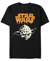 Star Wars Men's Yoda Big Face Drip Text Short Sleeve T-Shirt