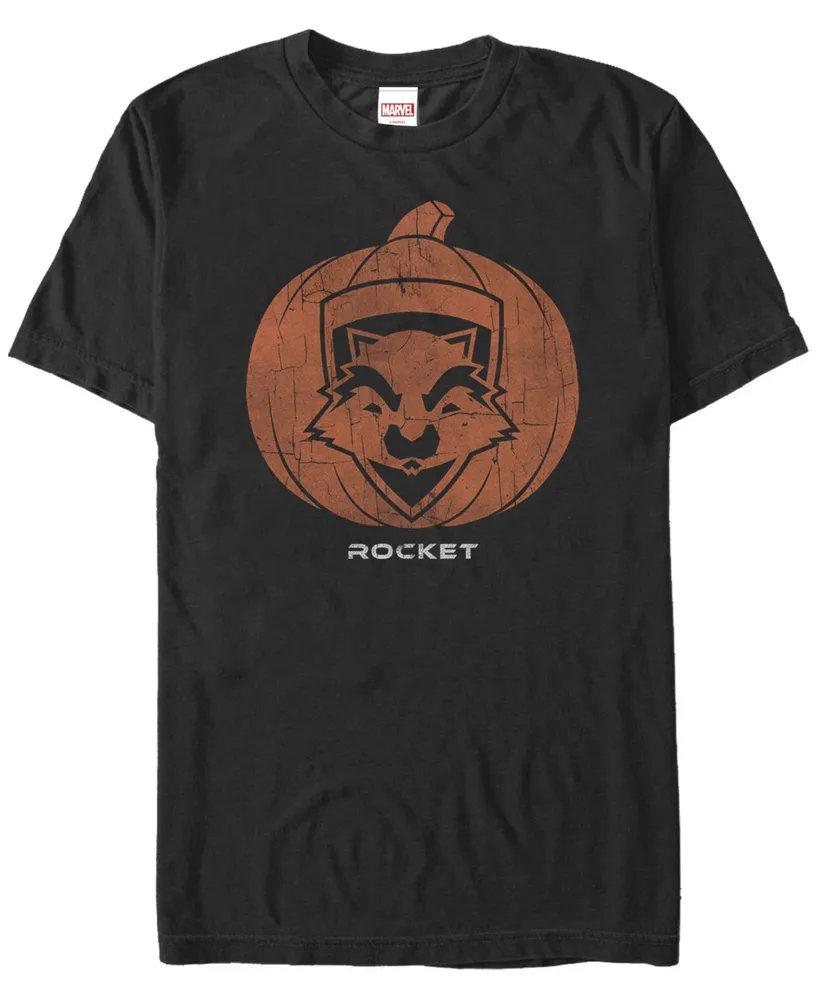 Marvel Men's Guardians of the Galaxy Rocket Pumpkin Face Short Sleeve T-Shirt