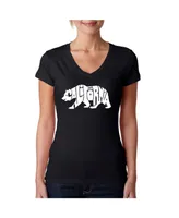 La Pop Art Women's Word V-Neck T-Shirt - California Bear