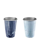 Thirstystone by Cambridge Navy and Light Blue Swirl 18 oz Party Cups - Set of 2