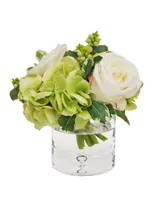 Permanent Botanicals Hydrangea and Rose in Vase