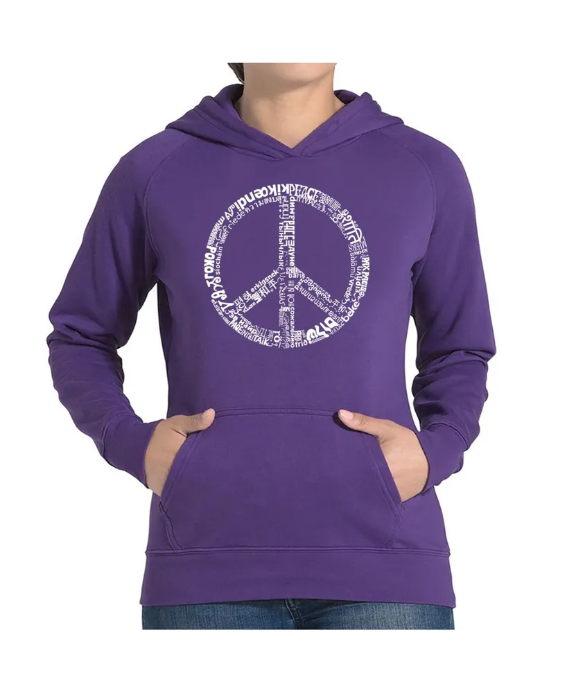 La Pop Art Women's Word Hooded Sweatshirt -The Peace 77 Languages