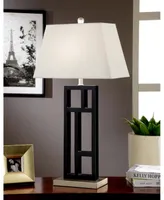 Artiva Usa Perry Modern 31" Black and Brushed Steel Geometric-Sculptured Metal Table Lamp with Empire Shade