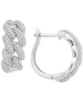 Wrapped in Love Diamond Chain Link Detail Small Hoop Earrings (1 ct. t.w.) in Sterling Silver, .79", Created for Macy's