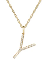 Diamond Initial 18" Pendant Necklace (1/6-1/3 ct. t.w.) 14k Gold