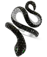Effy Diamond (1-5/8 ct. t.w.) & Emerald Accent Snake Ring in 14k White Gold
