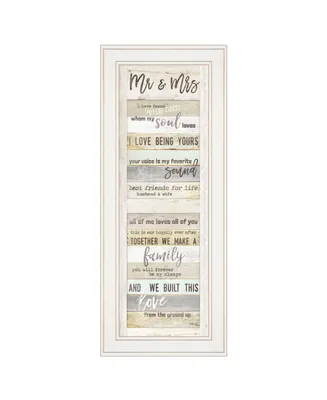 Trendy Decor 4U Mr and Mrs By Marla Rae, Ready to hang Framed print, White Frame, 11" x 27"