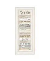 Trendy Decor 4U Mr and Mrs By Marla Rae, Ready to hang Framed print, White Frame, 11" x 27"