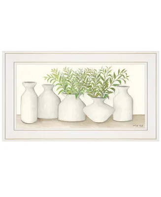 Trendy Decor 4U Simplicity in White Ii by Cindy Jacobs, Ready to hang Framed Print, White Frame, 21" x 11"