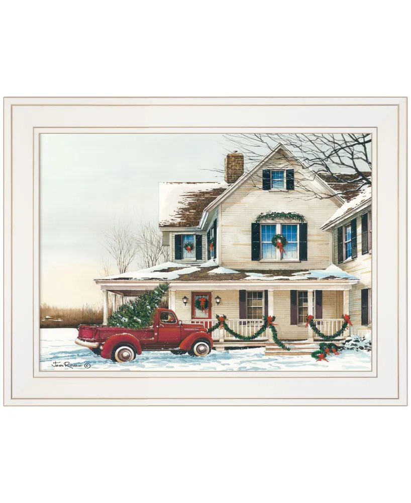 Trendy Decor 4U Preparing for Christmas by John Rossini, Ready to hang Framed Print, White Frame, 19" x 15"