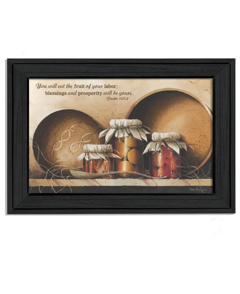 Trendy Decor 4U Blessings and Prosperity By John Rossini, Printed Wall Art, Ready to hang, Black Frame, 21" x 15"