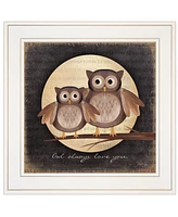 Trendy Decor 4U Owl Always Love Need You by Marla Rae, Ready to hang Framed Print, White Frame, 15" x 15"