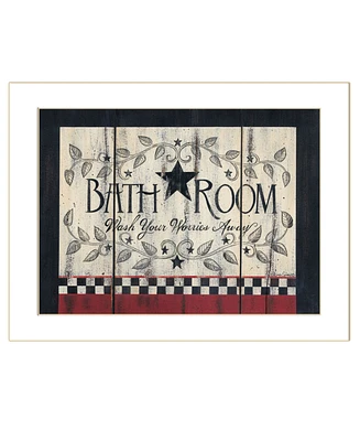 Trendy Decor 4U Bathroom by Linda Spivey, Ready to hang Framed Print, White Frame, 18" x 14"