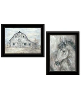 Trendy Decor 4U True Spirit Horses 2-Piece Vignette by Debi Coules, Black Frame, 15" x 19"