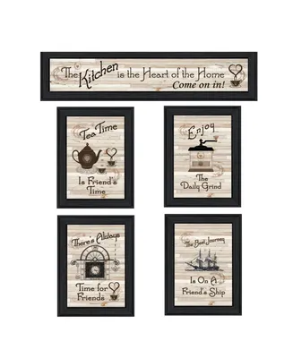 Trendy Decor 4U Kitchen Friendship Collection Ii 5-Piece Vignette by Millwork Engineering, Black Frame