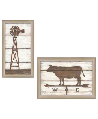 Trendy Decor 4U Country Bath Shelf Collection By Annie LaPoint, Printed Wall Art, Ready to hang, Beige Frame, 32" x 21"