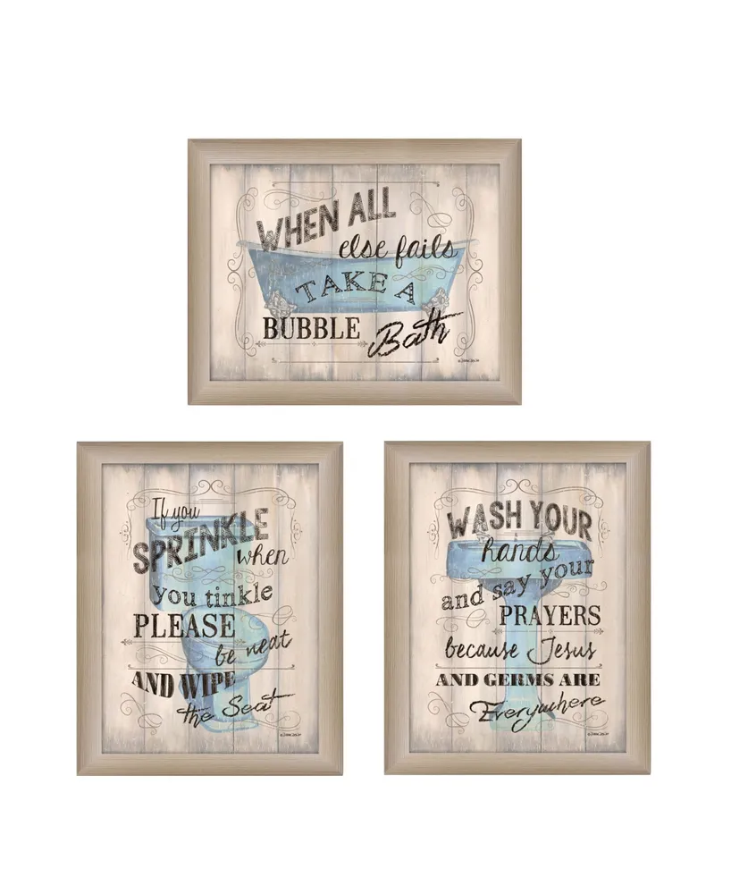 Trendy Decor 4U Bathroom Humor Collection By Debbie DeWitt, Printed Wall Art, Ready to hang, Beige Frame, 45" x 19"