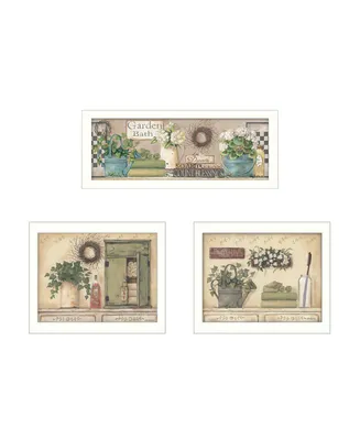 Trendy Decor 4U Garden Bath Collection By Pam Britton, Printed Wall Art, Ready to hang, White Frame, 40" x 14"