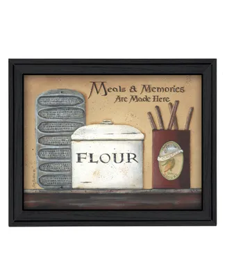Trendy Decor 4U Meals and Memories By Pam Britton, Printed Wall Art, Ready to hang, Black Frame, 19" x 15"