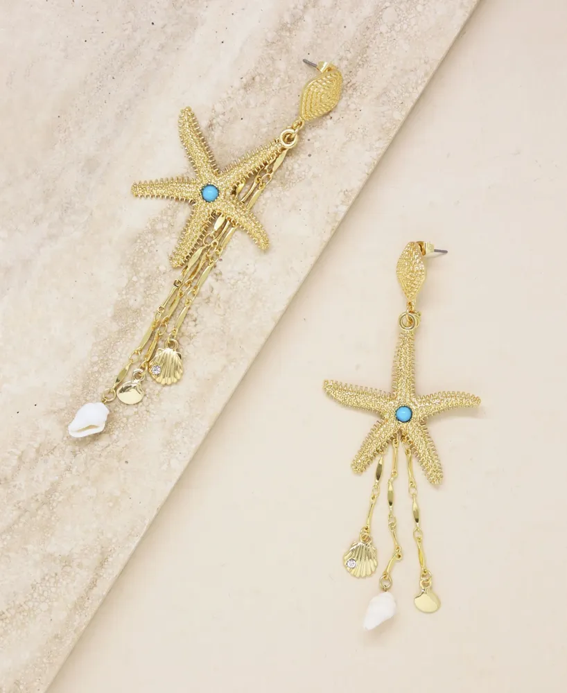 Ettika Starfish Seeker Drop Earrings