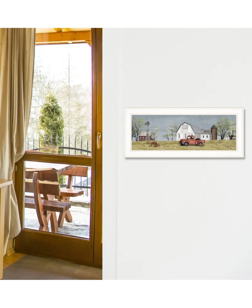 Trendy Decor 4U Spring On The Farm by Billy Jacobs, Ready to hang Framed Print, White Frame, 27" x 11"