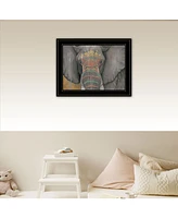 Trendy Decor 4U Tattooed Elephant by Britt Hallowell, Ready to hang Framed Print, Black Frame, 19" x 15"