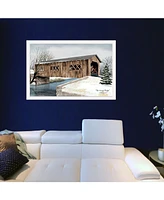 Trendy Decor 4U The Kissing Bridge by Billy Jacobs, Ready to hang Framed Print, White Frame, 38" x 26"