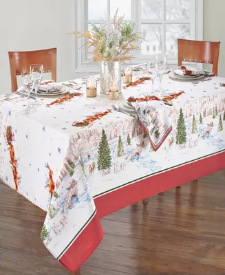Elrene Santa's Snowy Sleighride Tablecloth