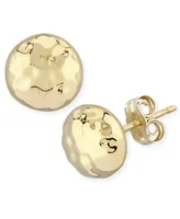 Hammered Ball Stud Earrings Set in 14k Gold (8mm)
