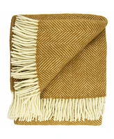 Prince of Scots Highland Tweed Herringbone Pure Wool Oversized Throw, 59" x 72"