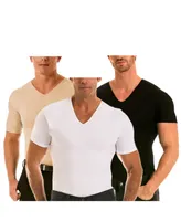 Insta Slim Men's 3 Pack Compression Short Sleeve V-Neck T-Shirts