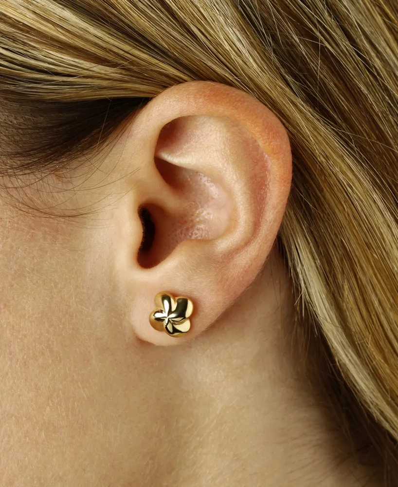 Puffed Twist Stud Earrings Set in 14k Gold (10mm)