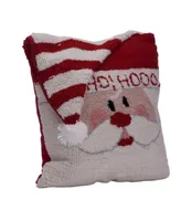 Glitzhome Hooked 3D Santa Decorative Pillow, 14" x 14"