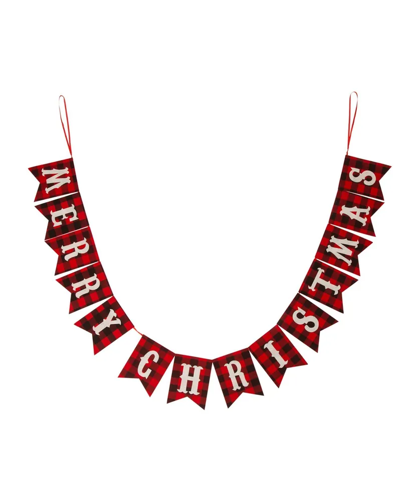 Glitzhome 8.75' L Merry Christmas Plaid Banner Garland