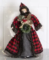 Glitzhome 12" H Plaid Angel Tree Top