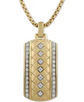 Men's Diamond Dog Tag 22" Pendant Necklace (1/3 ct. t.w.) in 18k Gold-Plated Sterling Silver