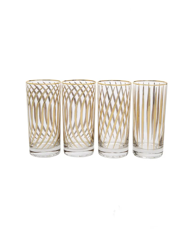 Classic Touch Set of 4 Mix and Match Water Tumblers with 24K Gold Design