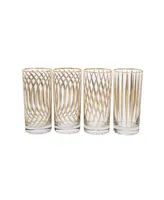 Classic Touch Set of 4 Mix and Match Water Tumblers with 24K Gold Design