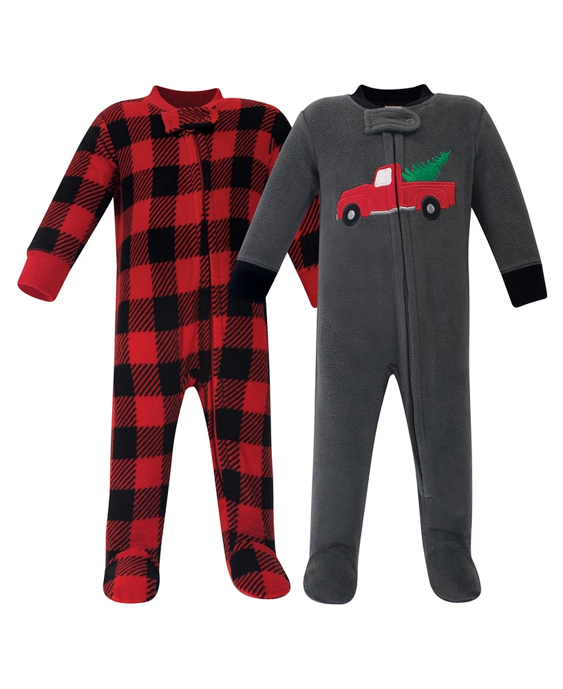 Hudson Baby Boys Fleece Zipper Sleep and Play 2pk