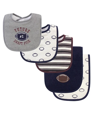 Hudson Baby Boy 5-Piece Bib and Burp Cloth Set