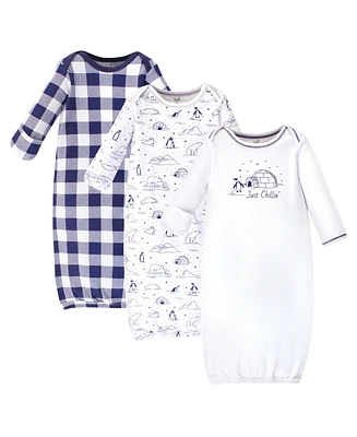 Touched by Nature Baby Boys Organic Cotton Long-Sleeve Gowns 3pk Set, Dino, 0-6 Months