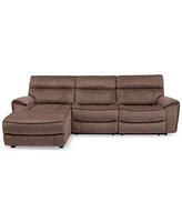 Closeout! Hutchenson 3-Pc. Fabric Chaise Sectional with Power Recliner and Headrest