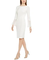 Calvin Klein Chiffon-Bell-Sleeve Sheath Dress